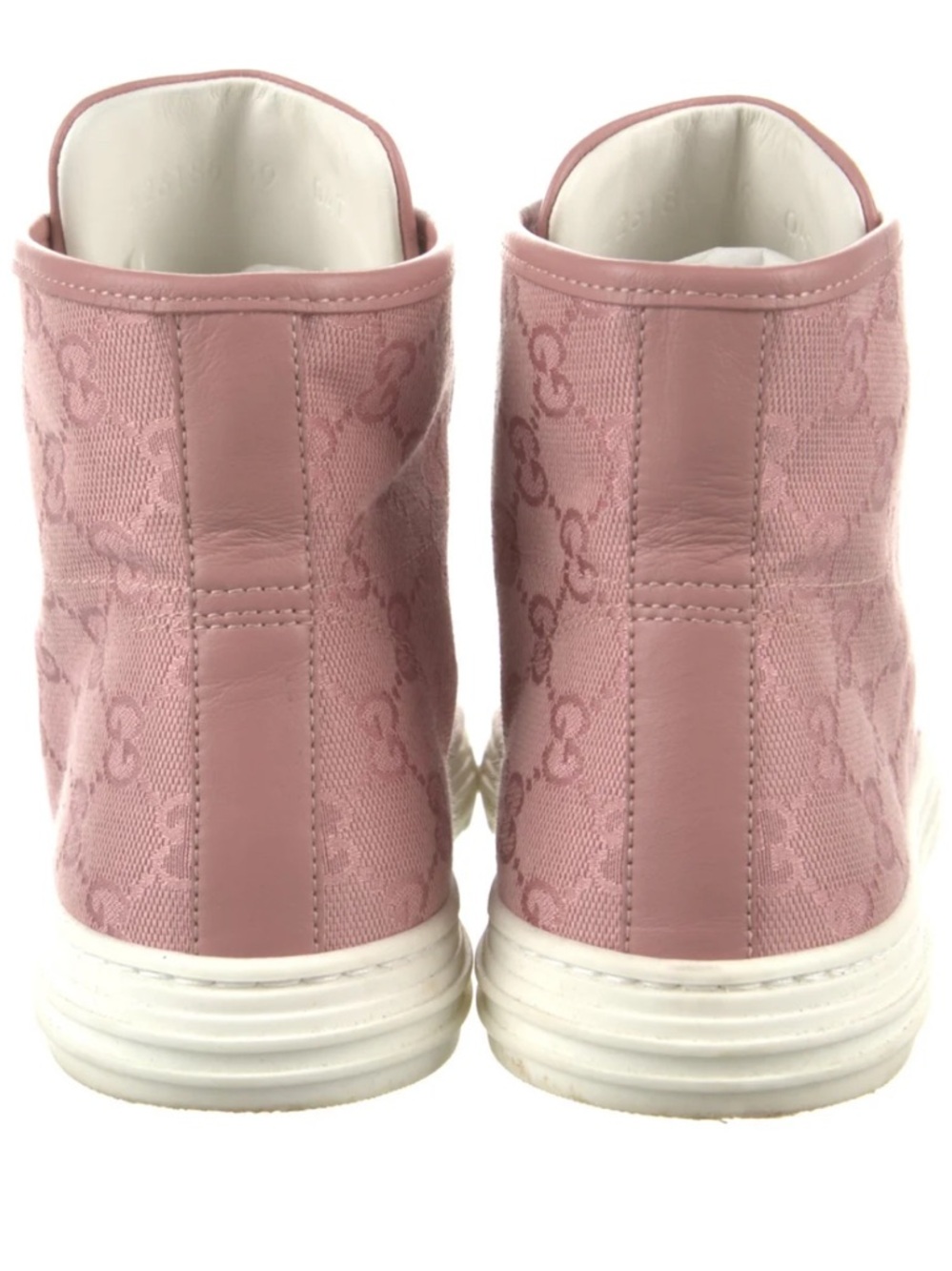 Gucci Pink High-Top Monogram Canvas & Leather Sneaker - Picture 4 of 4